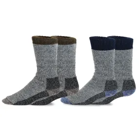 TeeHee Socks Men's Thermal Wool Crew Brown/Navy 2-Pack (51078)