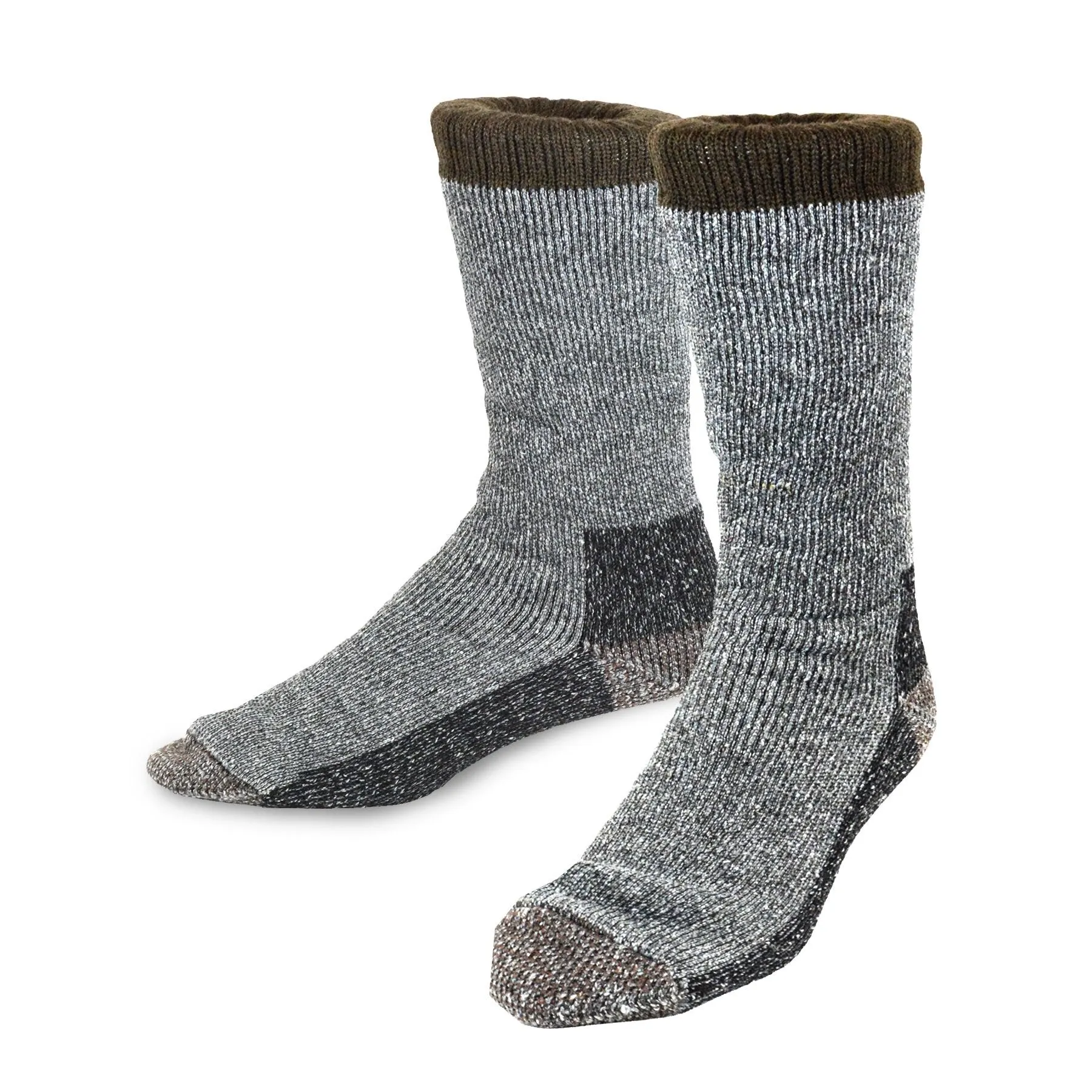 TeeHee Socks Men's Thermal Wool Crew Brown/Navy 2-Pack (51078)