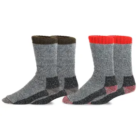 TeeHee Socks Men's Thermal Wool Crew Brown/Red 2-Pack (51078)