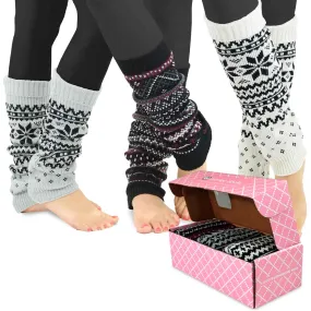 TeeHee Socks Women's Acrylic Leg Warmer Geometric Pattern 3-Pack Gift Box (10758)