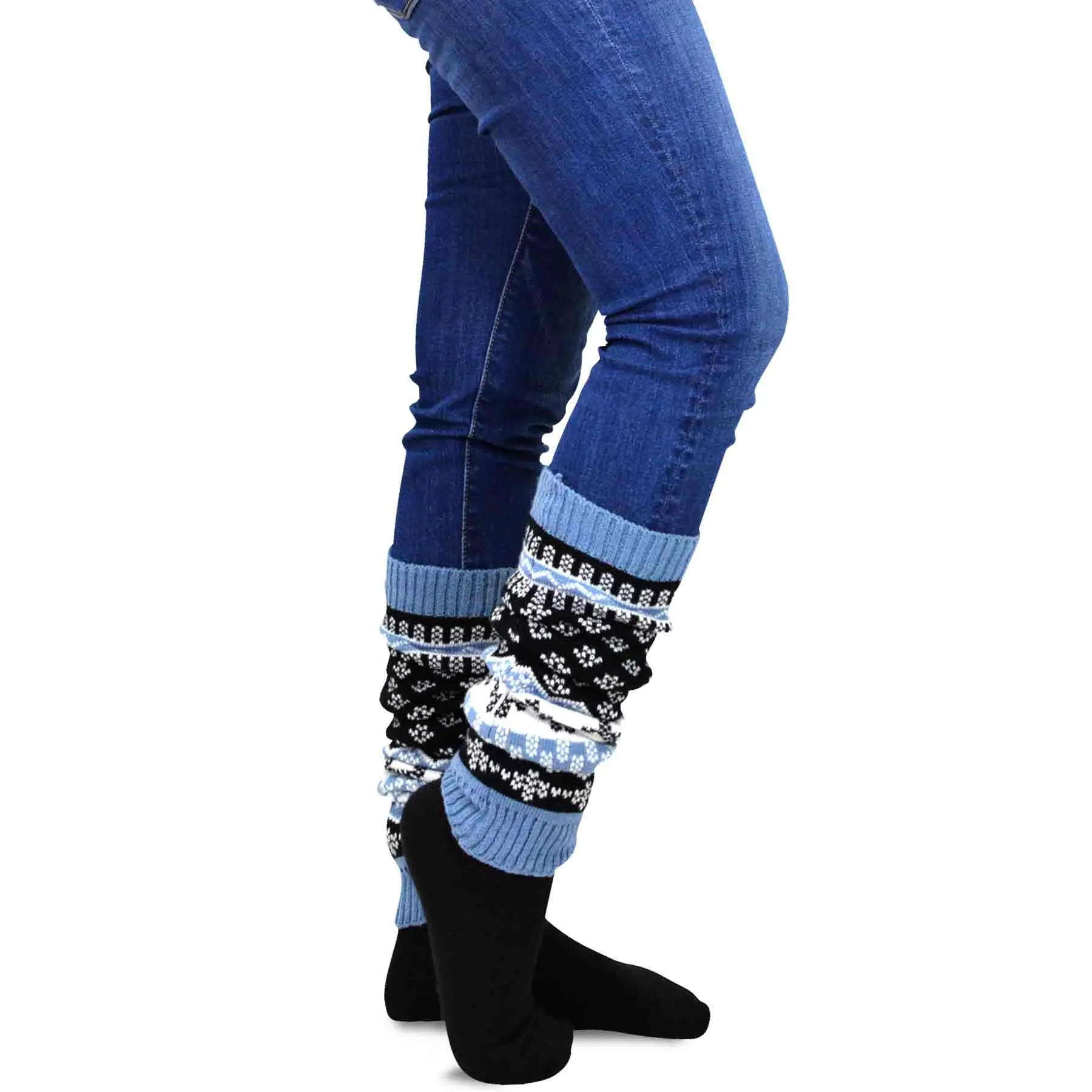 TeeHee Socks Women's Acrylic Leg Warmer Snowflakes 4-Pack Gift Box (12155)