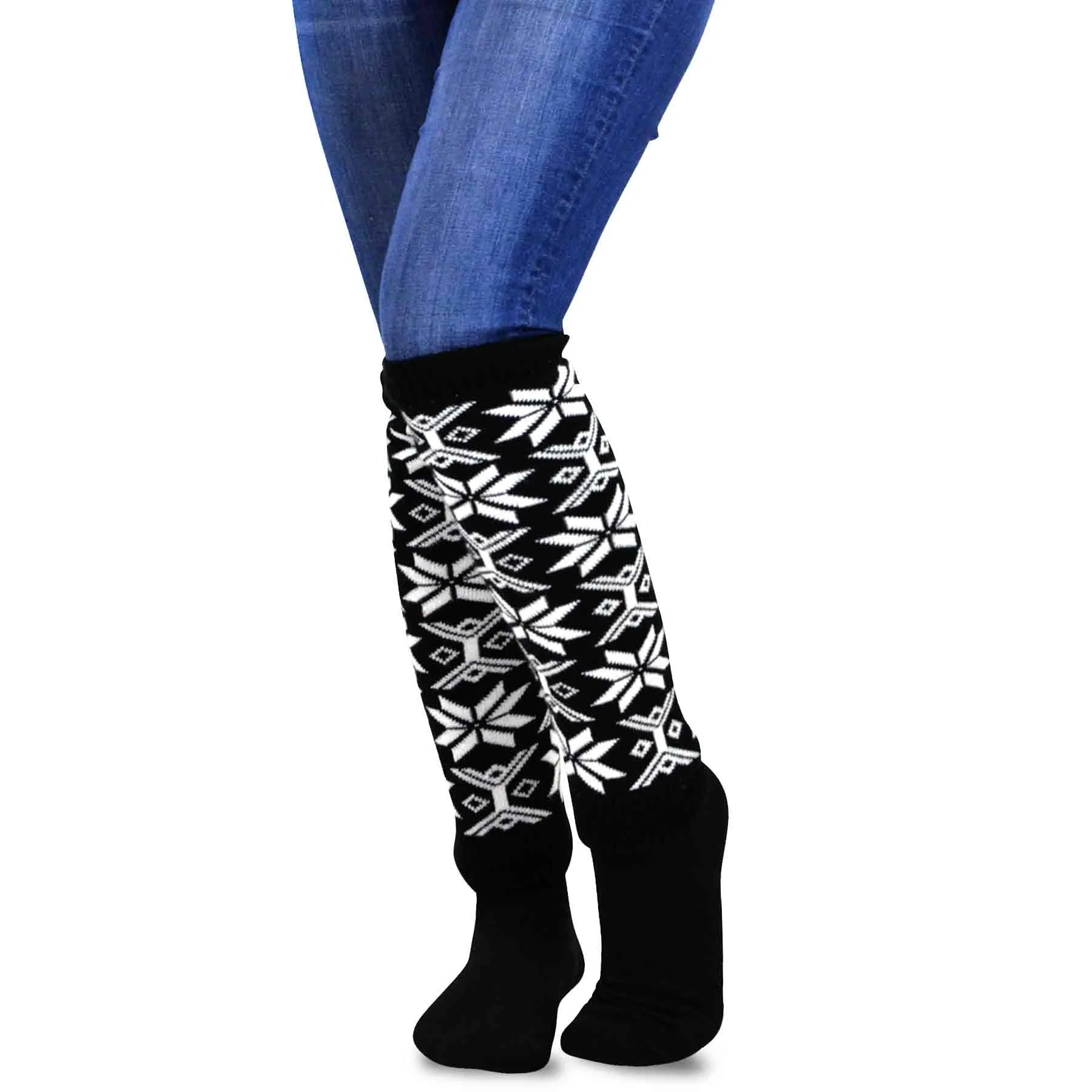 TeeHee Socks Women's Acrylic Leg Warmer Snowflakes 4-Pack Gift Box (12155)