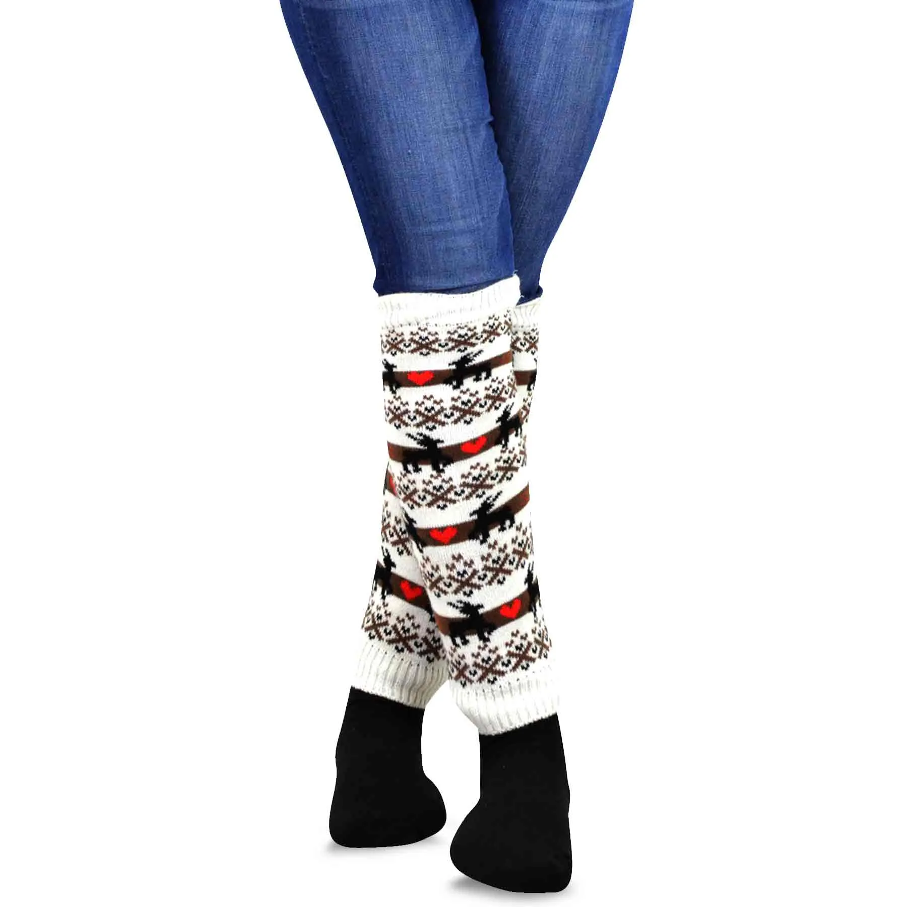 TeeHee Socks Women's Acrylic Leg Warmer Snowflakes 4-Pack Gift Box (12155)