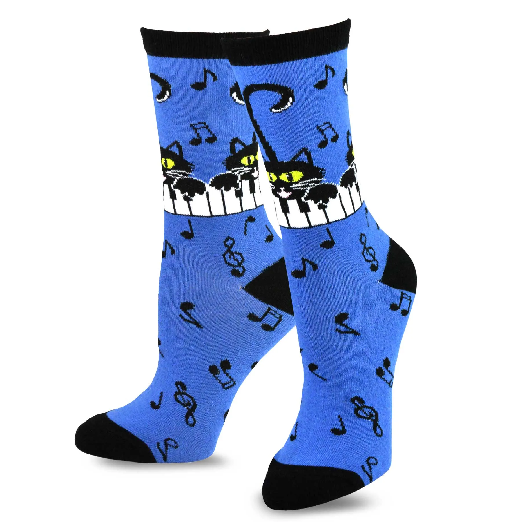 TeeHee Socks Women's Novelty Cotton Crew Animal Music 3-Pack (12000)