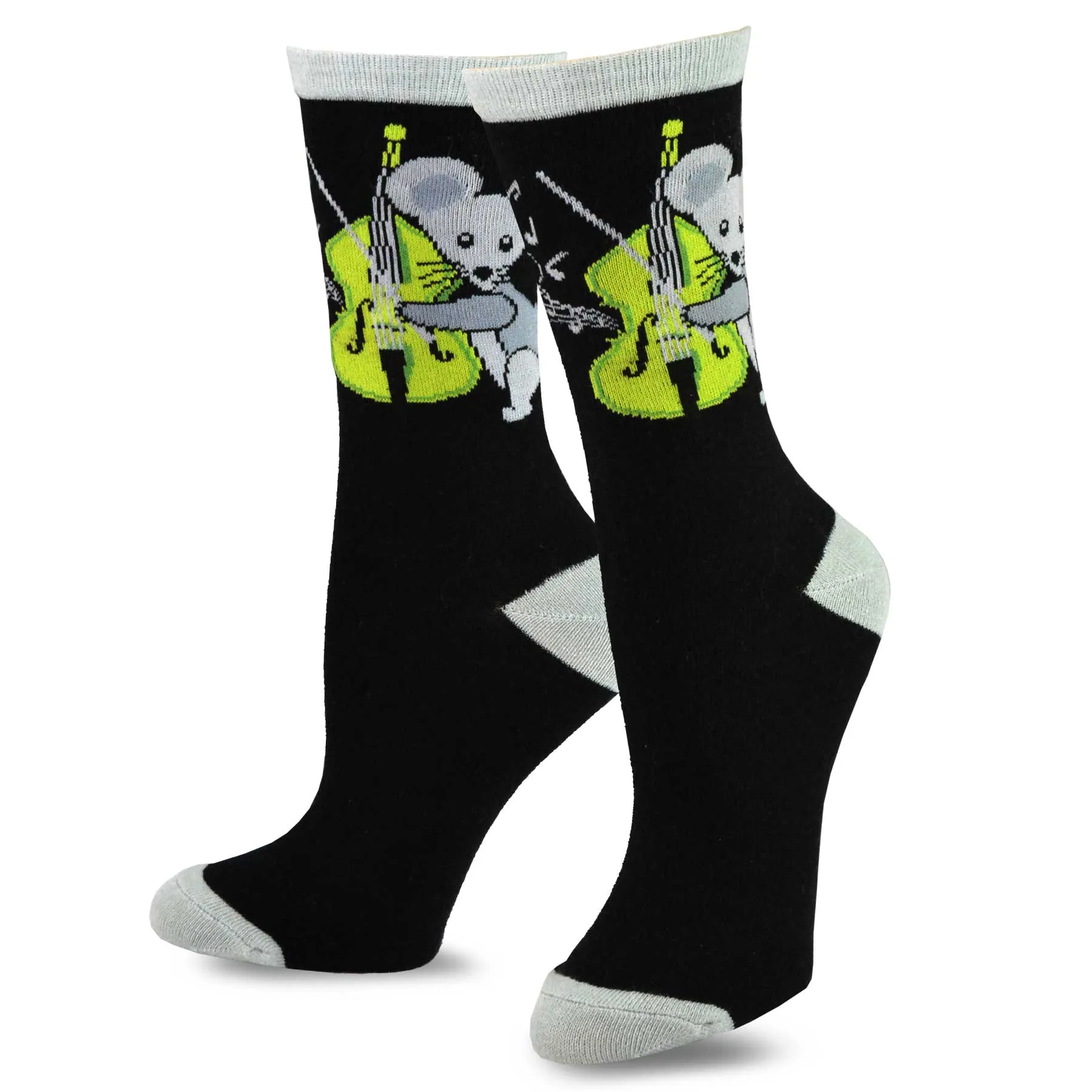 TeeHee Socks Women's Novelty Cotton Crew Animal Music 3-Pack (12000)