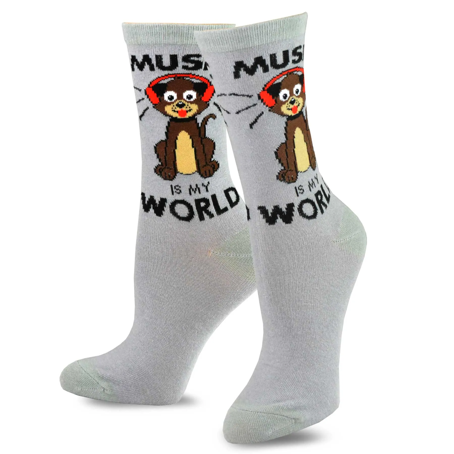 TeeHee Socks Women's Novelty Cotton Crew Animal Music 3-Pack (12000)