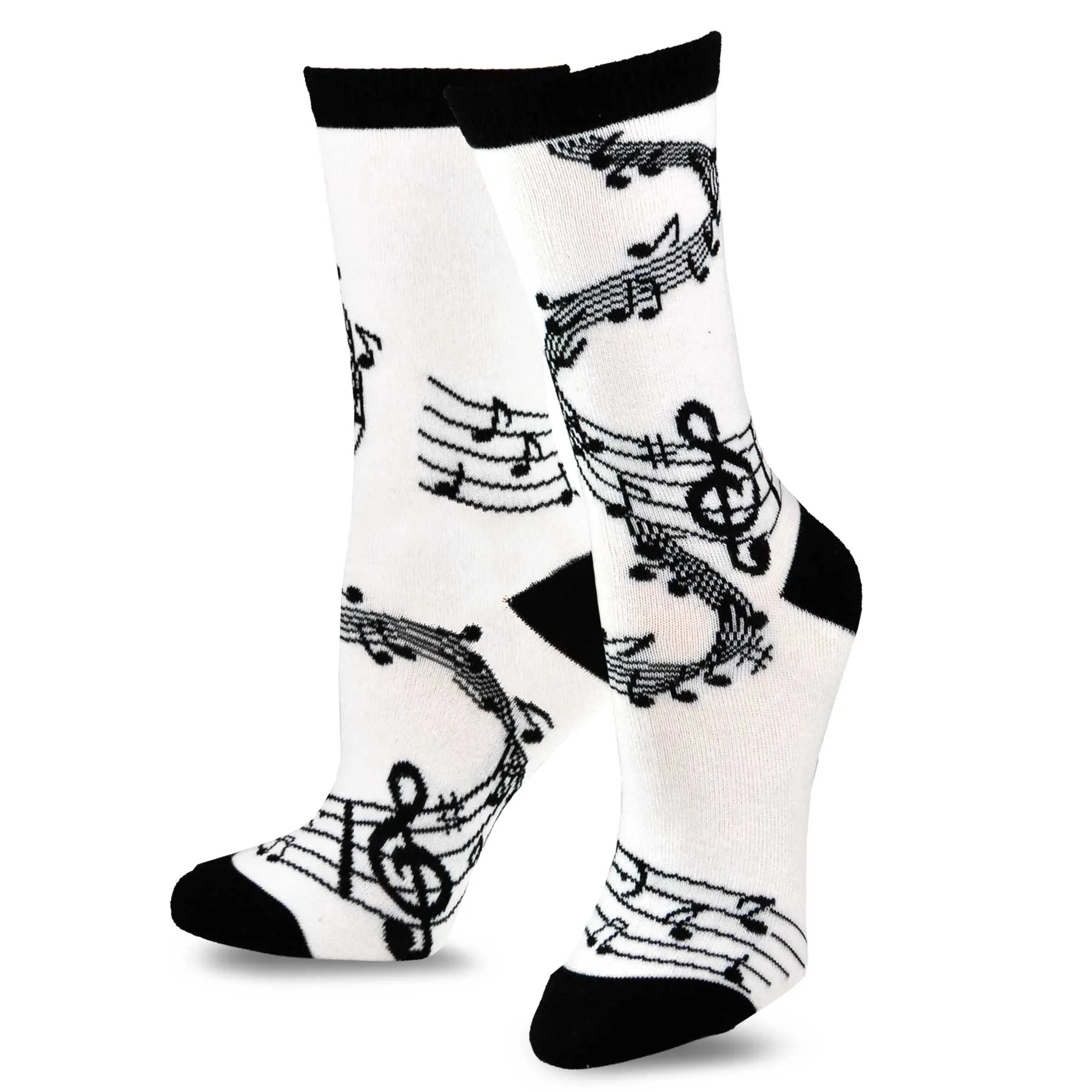 TeeHee Socks Women's Novelty Cotton Crew Musical Notes 3-Pack (11998)