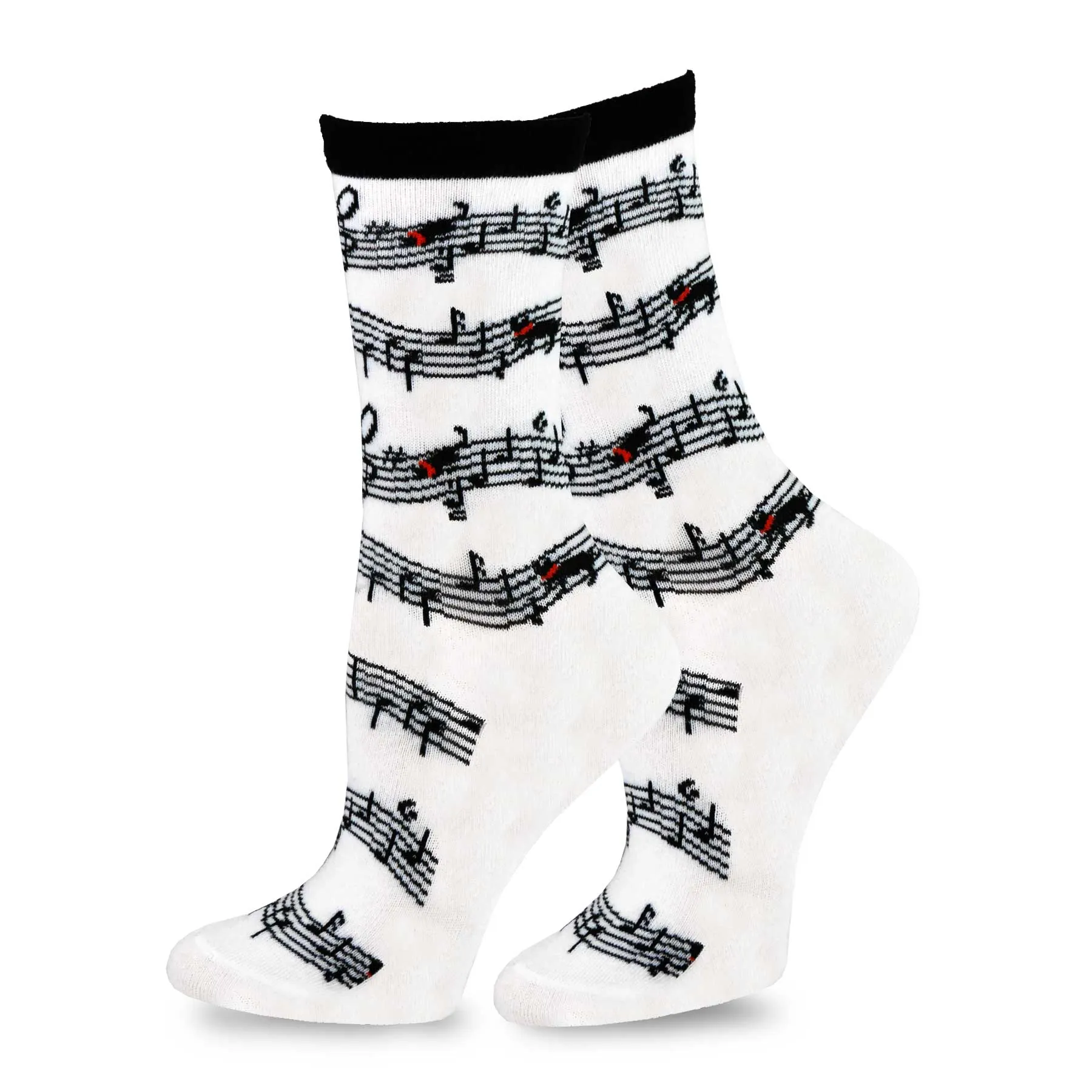 TeeHee Socks Women's Novelty Cotton Crew Musical Notes 3-Pack (11998)